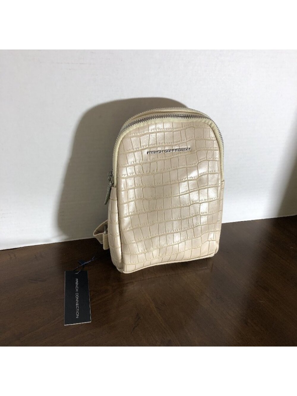 French Connection Shai Croco Sling In Neutral 8.5” x 6” x 2”